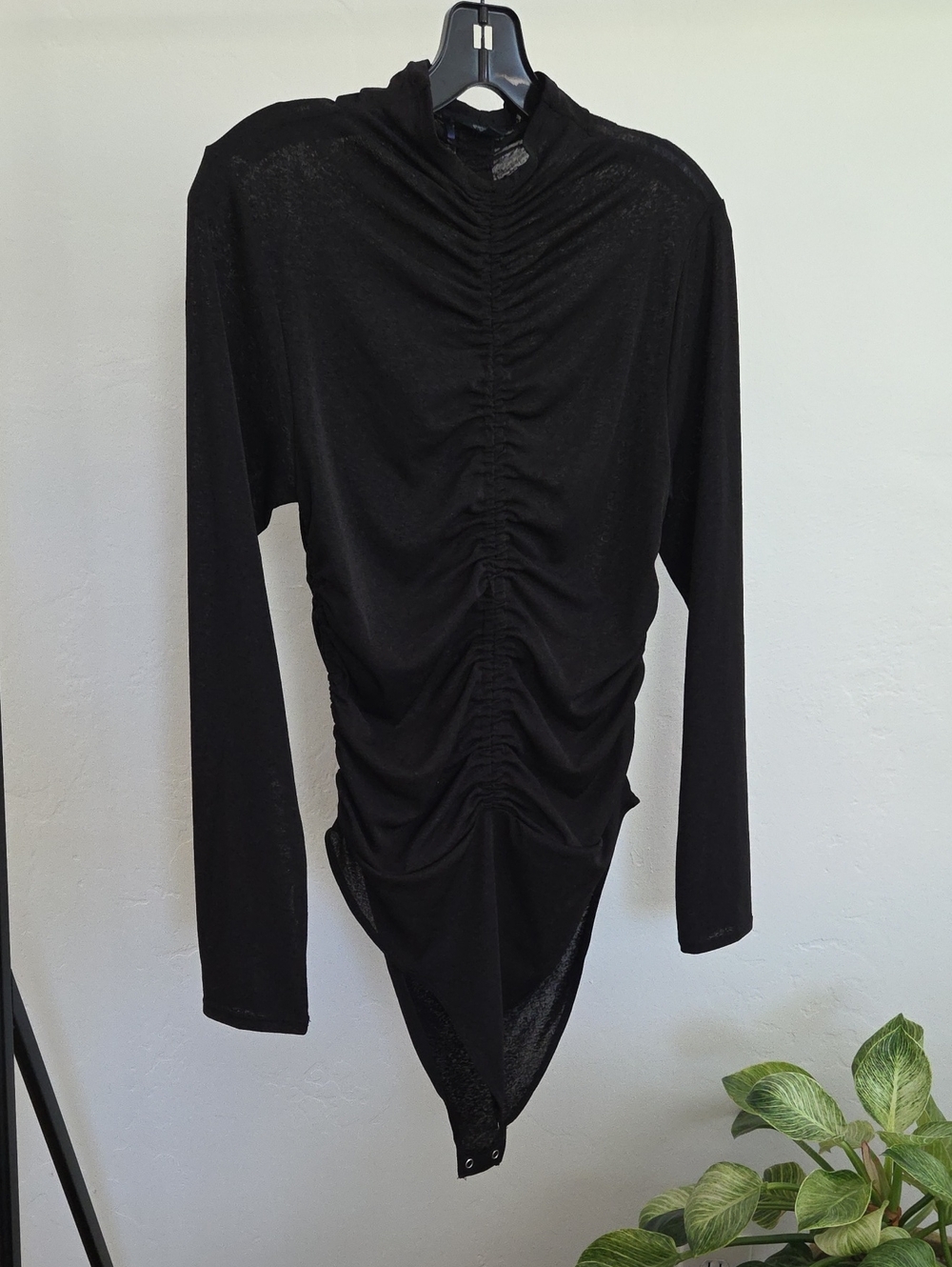 Buffalo | Black Ruched Long-Sleeve Bodysuit